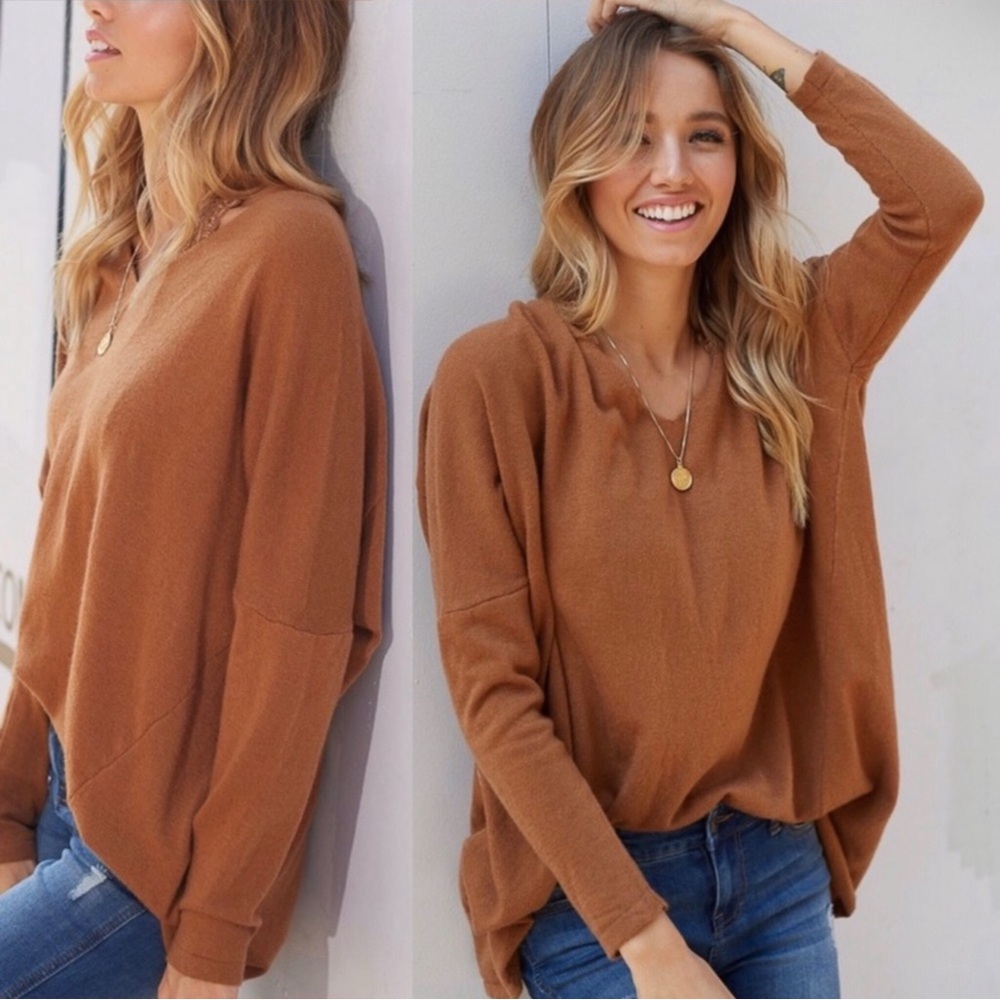 Angora Blend Pullover V-Neck Long Sleeve Drop Shoulder Sweater Small/Medium NWT